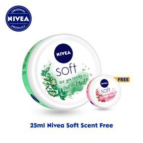 NIVEA Soft Skin Moisturizing Cream Chilled Mint 200ml & Get Nivea Soft Jar Berry Blossom Cream 25ml FREE