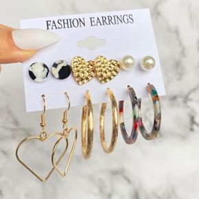 Trendy 6 Pairs = 12 Pcs Pearl Stud Earrings Set for Women New Collection/ Bohemian Fashion Tassel Jewelry Drop Earrings Set for Girls - Earring for Women Simple