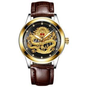 Gold Dragon Watch Men Clock Fngeen Steel Wristwatch Diamond Dial Luminous Quart Men's Watch Relogio