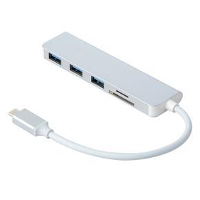 Aluminum USB C HUB Type-C to 3 Ports USB 3.0 HUB TF Card Reader Converter - Gray