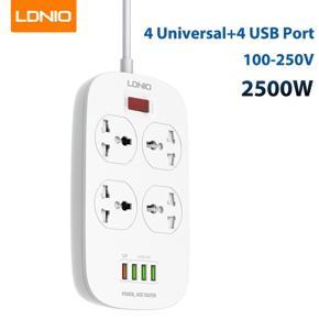 LDNIO Power Strip With Extension Cable Outlet Sockets 4 USB Ports Charger Filter Universal Adapter