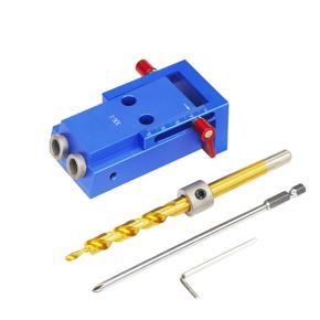 Pocket Aluminium Alloy Oblique Hole Jig Kit System for Wood Working Punch Locator with 9.5mm Puncher Woodworking Tool Set