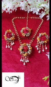 Artificial flower jewellery set for girls and women- 4 pc