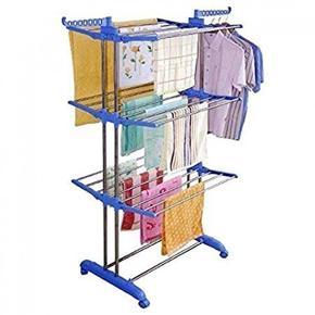 clothes hangra / Kumaka Heavy Duty Space Saving/ Movable/ Mild Steel Double Pole Cloth Drying Stand & Laundry Rack Stand with Weight Capacity above 40Kg