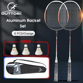 Outtobe Badminton Racket 6PCS Badminton Racket Set Sports Fitness Rackets Professional Iron Alloy Badminton Racket Sturdy Rackets Shock Absorption Racket High Tension Racquet with Carrying Bag & 3 Shu