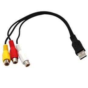 BRADOO USB to 3RCA Cable USB Female to 3 RCA Rgb Video AV Composite Adapter Converter Cable Cord Connector Lead for TV PC DVR