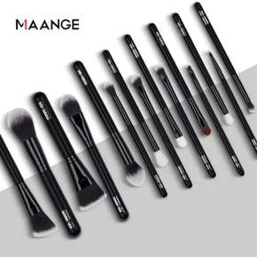 Maange Makeup Brush Set Black - 15 Pieces
