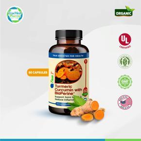 Turmeric Curcumin, Relieve Joint & Back Pain, Reduce Inflammation and Skin Dryness, Boost Brain function & Memory, 60 Capsules, Made in USA