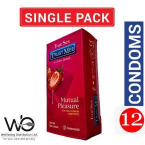 Trust Mee - Strawberry Flavor Condoms For Mutual Pleasure - Large Single Pack - 12x1=12pcs