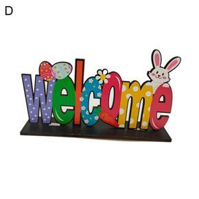 1 Set Easter Ornament Eye-catching Solid Construction Wood Easter Centerpiece Sign Desktop Decoration for Home