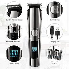 XHHDQES Men's Beard Trimmer Hair Clipper Waterproof Body Nose Ear Facial Cutting Shaver USB Rechargeable LED Display