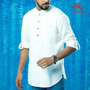 MENS SHIRT L/SLEEVE CASUAL - OFF WHITE