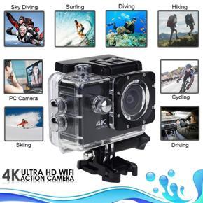 Pro Compact High Resolution 4K Ultra 30M Waterproof Sports Action Camera Kit with Built In Wifi & Remote Control