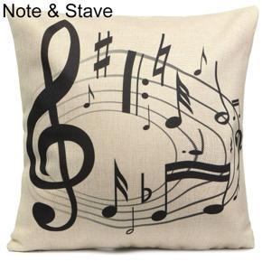 Music Note Soft Linen Throw Pillow Case Cushion Cover Home Sofa Car Decor