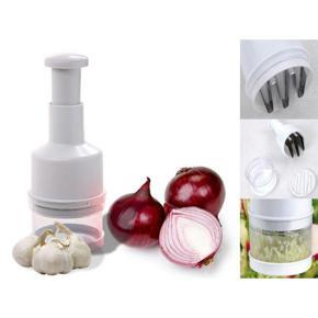 Multi-function Manual Onion Chopper Garlic Crusher Pressing Food Cutter Vegetable Slicer Peeler Mincer Durable Kitchen Tools,Onion Chopper Cutter - White Color