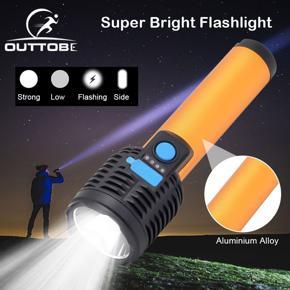Outtobe Powerful Flashlight Bright LED Flashlight Outdoor Focusing  Torchlight Portable Home Emergency Lamp Built-in Battery USB Rechargeable Torchlight Zoom-able focus Light Penlight Waterproof Torch