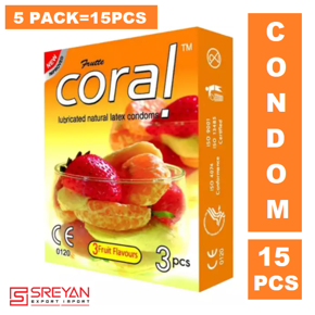 Coral 3 Fruits Flavors Condoms - 15pcs Pack