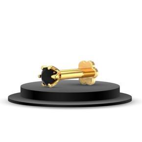 24k GOLD PLATED BLACK ONYX NOSE PIN 2.5mm