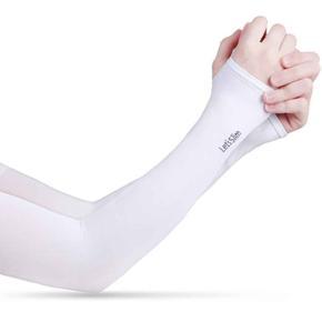 1 Pair Arm Sleeves Bicycle Sleeves UV Protection Running Cycling hand Sleeves Sunscreen Arm Warmer for Men Women-White