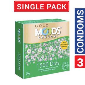 Moods - Gold Condom 1500 Dots - Single Pack - 3x1=3pcs