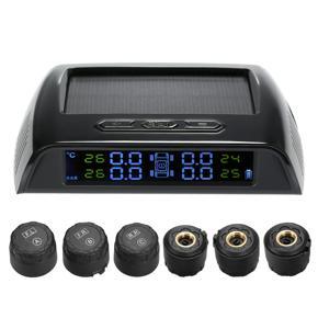 Wireless Solar Power TPMS Tire Pressure Monitoring System RV Truck TPMS with 6 External Sensors for 4-6 Tires Car RV Truck Tow Trailers