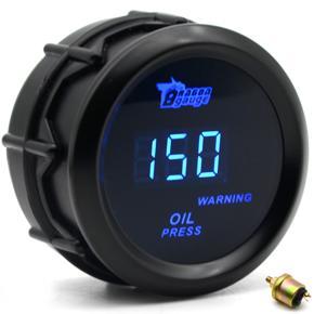 Digital Oil Pressure Meter Gauge with Sensor for Auto Car 52mm 2in LCD 0~120PSI Warning Light Black