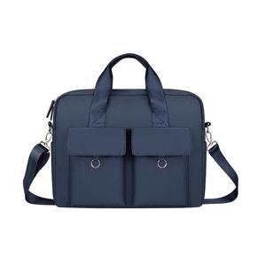 Computer Handbag Portable Zipper Shoulder 14.1Inch Laptop Bag Shoulder Bag Black Waterproof Office Briefcase-Navy Blue