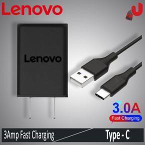 Lenovo Mobile Charger Adapter - USB Type C Data Cable (95Cm) - 3A Adapter Output - Fast Andriod Charger - 15W - Qualcomm Quick Charge 3.0 - Fast Charging Enabled- Model SC-21 & R3.0 - Black