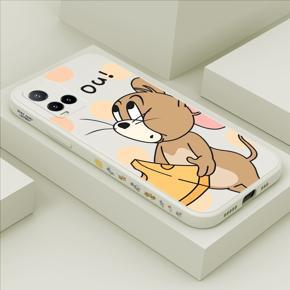 Hontinga for Vivo Y21 2021 Case Side Design Cute Cartoon Mouse Back Cover Soft Square Edge Pattern Liquid Silicone Trend Phone Cases