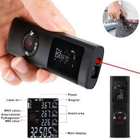 DASI Handheld Digital Laser Distance Meter Range Portable USB Charging Rangefinder Mini Accurate Distance Measuring Meter M/In/Ft Distance Measuring Instrument Device