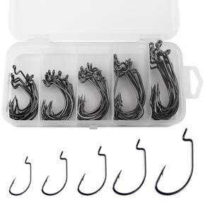 150pcs Fishing Hooks Worm Soft Bait Fish Hooks with Plastic Box