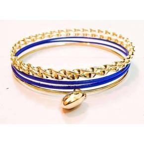 5 Bangles set good quality metal with hanging golden heart