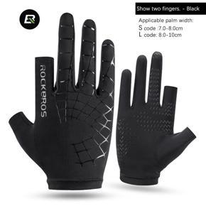 ROCKBROS Ice Silk Gloves Sunscreen Anti-Skid Men's and Women's Outdoor Anti-Skid Gloves Black S
