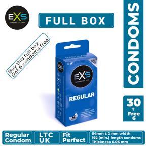 EXS - Regular Condom - Full Box - 3x10=30pcs + 6pcs Free (Made in UK)
