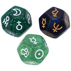 XHHDQES 18Pcs Pearl 12-Sided Astrology Zodiac Signs Dice for Constellation Divination Toys Creative Multi Sided Dice Type A