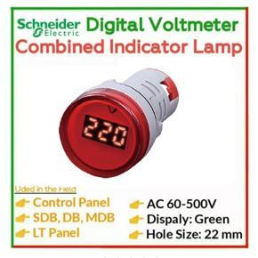 AC 220V Indicator Voltmeter Round Lamp 22mm for Control Panel MDB DB SDB ATS