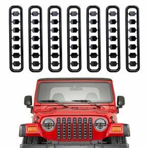 Black Front Grille Cover Insert Mesh Grill Shell for Jeep Wrangler TJ 1997-2006
