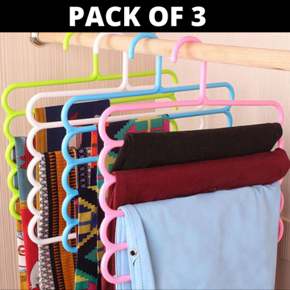 3-Pack - Hanger New Look - Multi-purpose Trousers Hanger 5 Layers Pants Hanger