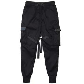 Men's Loose Cargo Pant, Fashion Adjustable Straps Tapered Trousers with Multi Pockets
