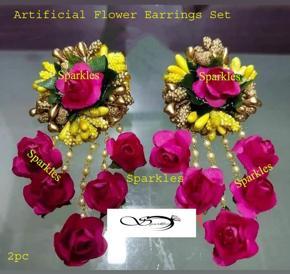 Artificial Flower Gorgeous Bridal Earrings Set -2 pc set
