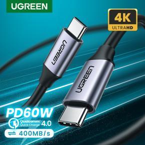 UGREEN 60W Type C Fast Charging 4K60Hz Cable QC4.0 20V3A Charger Data Line for PS5 Switch SAMSUNG S22 Xiaomi MacBook iPad Laptops 400Mbps USB C to USB C Cable Charging Cord