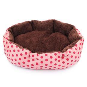 Pet Bed Soft Polka Dots Print Round Cushion Bed for Cats Puppy Small Dogs