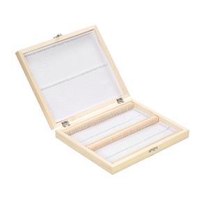 KKmoon 100-Places Wooden Slide Storage Box with Numbered Slots Contents Sheet for Prepared Microscope Slides