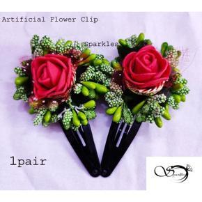 Artificial Foam Flower Hair Clip For Girls - 2 pc