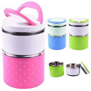 Food Grade Stainless Steel Insulated Lunch Box Container Plastic Tiffin Box Carrier Multi Colour