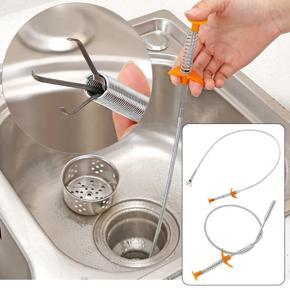 Metal 85cm Flexible Wire brush Hand Kitchen Sink Cleaning Hook Sewer Dredging Device Spring Pipe Hair Dredging Tool Metal wire brush