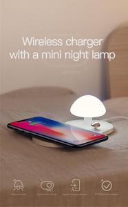 10W QI Wireless Charger Cute Mushroom Lamp Fast Charging Night Light Smart Desktop Charger for iPhone X/XS Max /8 Plus, Samsung S9/ S9+/ S8