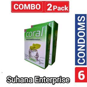 Coral - Lubricated Natural Latex Condom-Mint Flavors 2 Pak 6Pcs Condom