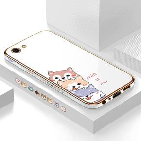 Hontinga for OPPO A83 Back Cover Luxury 6D Plating Cute Cartoon Printing Side Pattern Case Soft Silicone Square Phone Cases