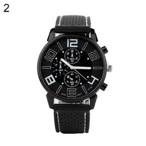 Men Casual Quartz Analog Silicone Band Stainless Steel Round Sports Wrist Watch